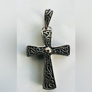 Eleganza Sterling Silver and 18K Gold Cross Pendant